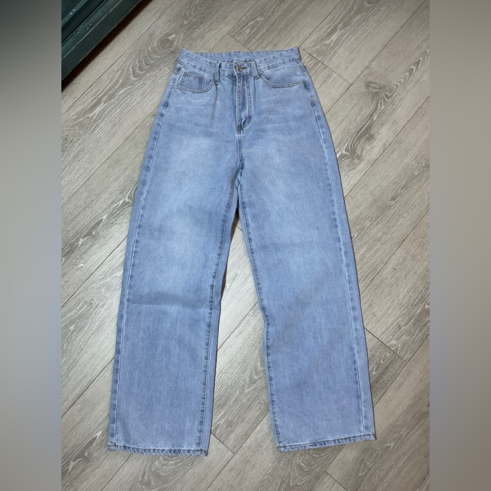 Shein Wide Leg Jeans High Waisted NWOT Streetwear Casual Womens XS Blue